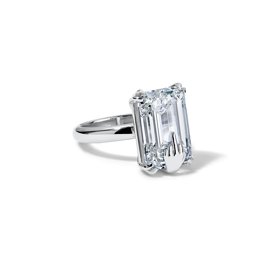 Middle Finger Emerald Cut Diamond Ring