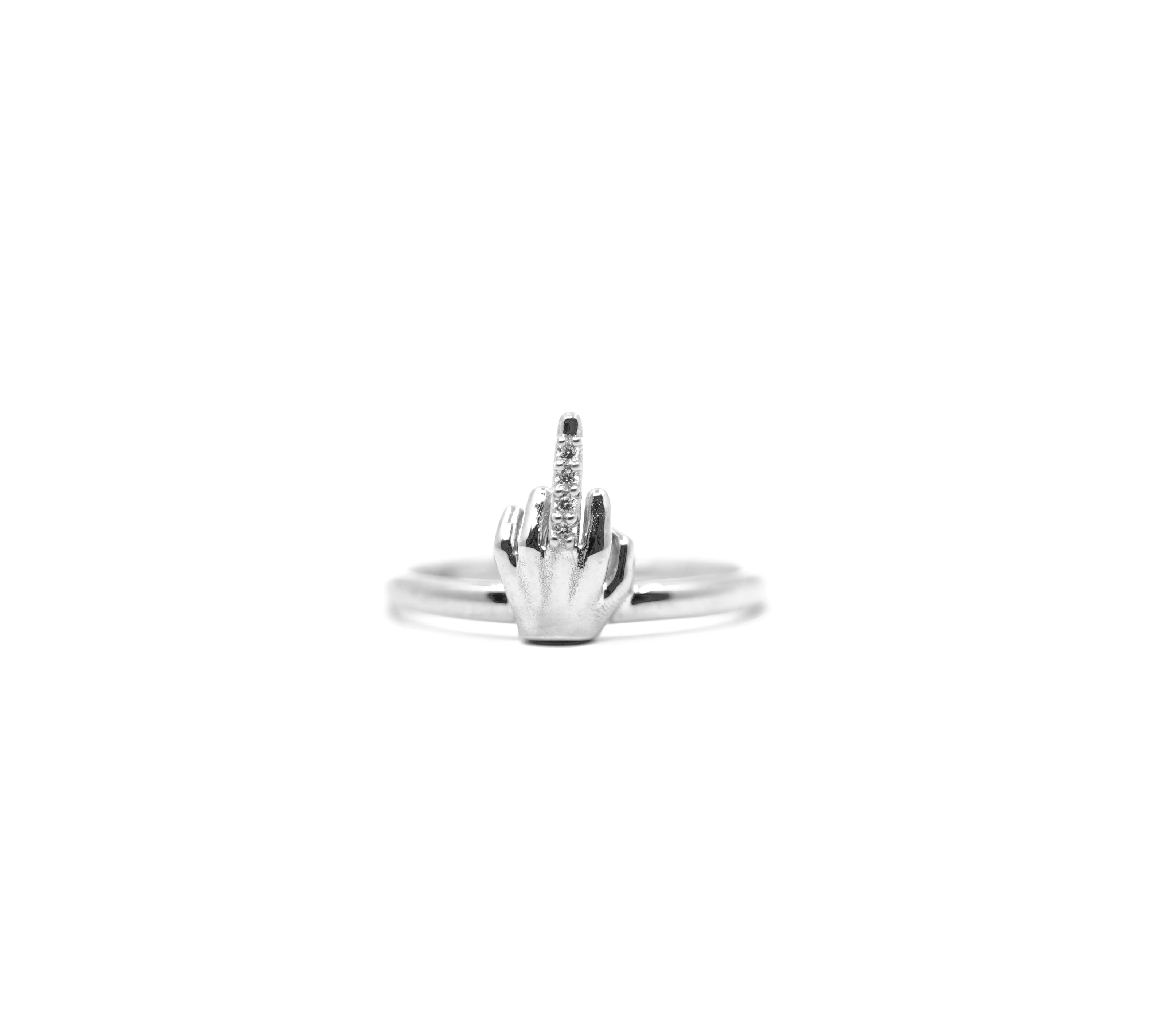 The Middle Finger Ring with Diamonds